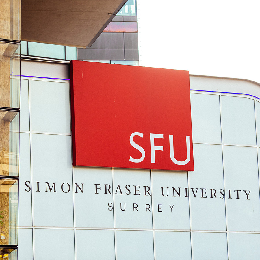 Exterior building sign for Simon Fraser University